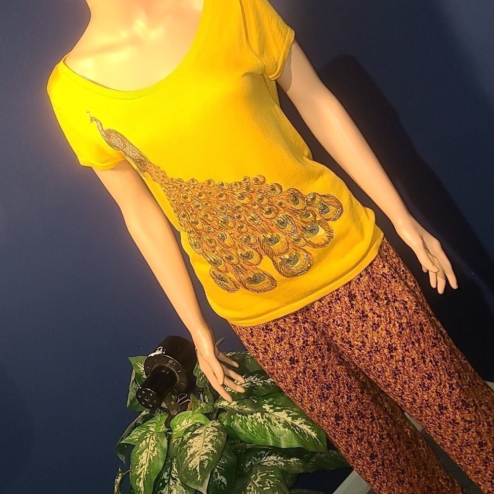 Vintage napa valley yellow peacock pants set